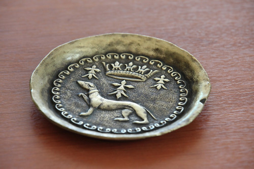 Старинная бронзовая мелочница (тарелочка для мелочей) или пепельница «Придворный Пёс»