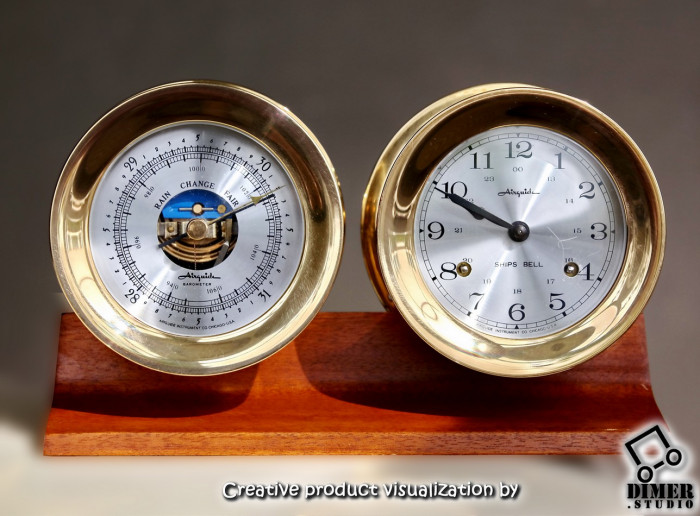 Винтажные каютные часы с боем (склянки) и барометром «AIRGUIDE» Необычный подарок на юбилей, оригинальный подарок для офицера моряка морпеха, прекрасный подарок капитану яхтсмену подводнику - морские каютные часы «AIRGUIDE» с боем, в комплекте с барометром, классическая модель, выпускавшаяся в 60-70 годах ХХ века. Часы после чистки и смазки, в отличном полностью работоспособном состоянии.