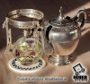 Антикварный английский чайник-бульотка с горелкой в посеребренном корпусе - Необычный полезный удивляющий подарок для состоятельных: антикварный серебренный чайник бульотка с горелкой из Англии