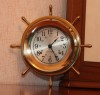 Яхтенные часы - штурвал Seth Thomas среднего размера - яхтенные часы, каютные часы, часы-штурвал, каютные часы Seth Thomas, морские склянки, яхтенные часы в подарок моряку, морские часы в подарок капитану