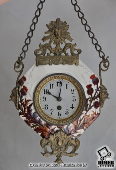 Стильные антикварные французские настенные «часы пекаря» на цепном подвесе
