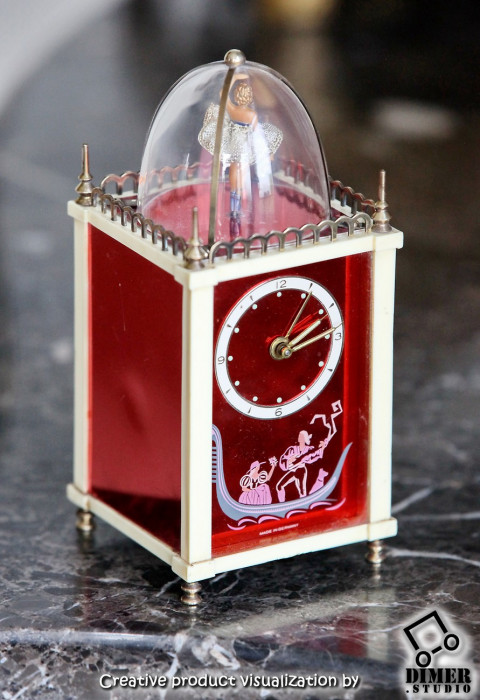 Винтажные музыкальные часы-будильник «Балерина» из Германии Старинные музыкальные немецкие прикроватные настольные часы - будильник с анимацией "Танцующая Балерина": удивляющий ценный подарок или редкий ценный сувенир для актрисы танцовщицы балерины