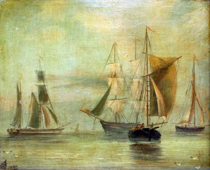 Морской пейзаж, масло, Abraham Hulk, Голландская школа, 19 век