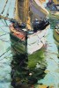 «Рыбацкие лодки на стоянке» - картина в технике "импасто" неизвестного американского художника  - Эксклюзивный бизнес сувенир, ценный подарок - картина маслом в технике импасто «Рыбацкие лодки на стоянке», неизвестного американского художника